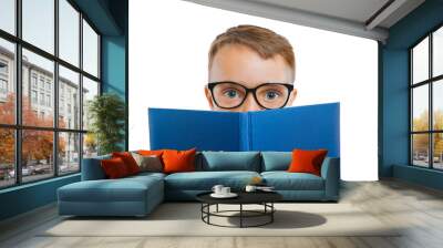 child reads a book against a png backgrounds Wall mural