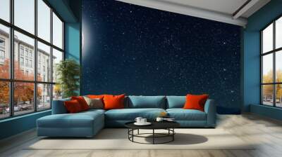 mountain. backgrounds night sky with stars and moon and clouds. Wall mural