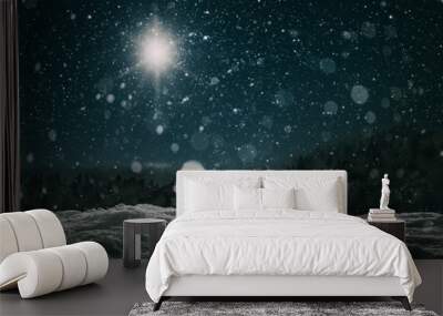 star indicates the christmas of Jesus Christ. Wall mural