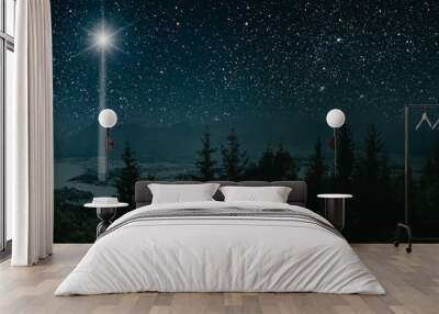 The star indicates the christmas of Jesus Christ. Wall mural