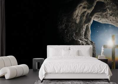 The star shines on the Christmas Eve of Jesus Christ. Wall mural