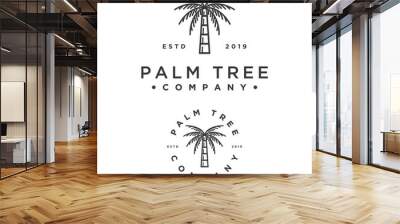 hipster style palm tree vector logo Wall mural