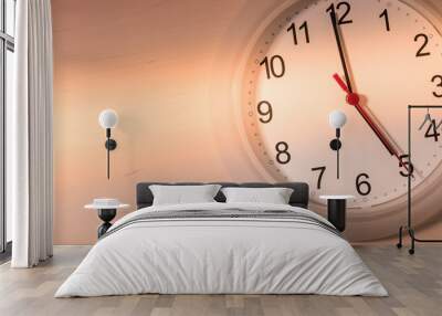 Clock ticking showing five hours Wall mural