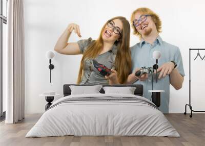 Gaming couple playing games Wall mural