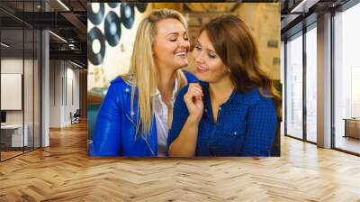 Two women gossiping in pub Wall mural