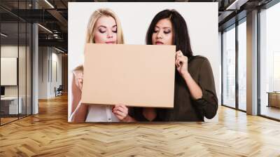 two women holding blank board Wall mural