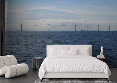 wind turbines power generator farm in sea Wall mural