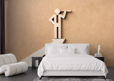 wooden businessman with leadership concept Wall mural