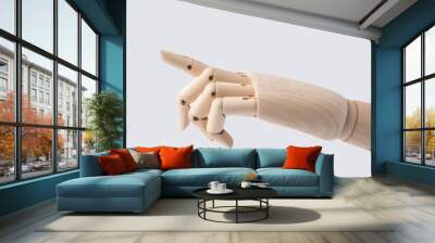 wooden hand with start posture isolated on white Wall mural