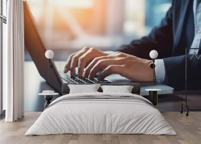 businessman working on laptop Wall mural