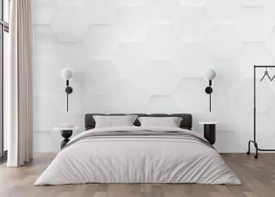 3d Hexagon polygonal seamless vector pattern, white geometric business background Wall mural