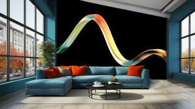 3d streamline wave, modern multicolored gradient line, 3d rendering design element, futuristic liquid dynamic shape Wall mural