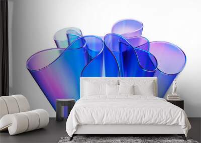 Abstract colorful gradient folded transparent plastic material 3d rendering, modern poster template Wall mural