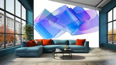 Bent multicolored gradient plastic texture. 3d rendering abstract glass folded shape, modern design element Wall mural