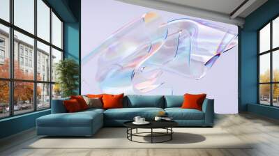 Futuristic 3d liquid shape holographic gradient, creative art poster template, dispersion effect glass 3d rendering Wall mural