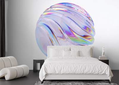 Futuristic 3d rendering abstract metaball, blue gradient spherical glass orb, modern graphic design element Wall mural