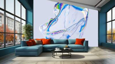 Futuristic chromatic gradient abstract shape graphic design element 3d rendering, transparent fluid dispersion effect material for creative banner Wall mural