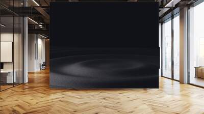 Ripple podium surface tech template, concentric waves sound effect black digital background, 3d rendering Wall mural