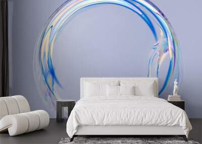 Round fluid abstract frame, soap bubble transparent gradient design element, colorful banner template 3d rendering Wall mural