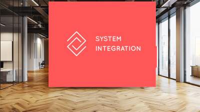 System Integration abstract logo. Warehouse Logistic line art logotype concept. Business consulting company business card template. Wall mural