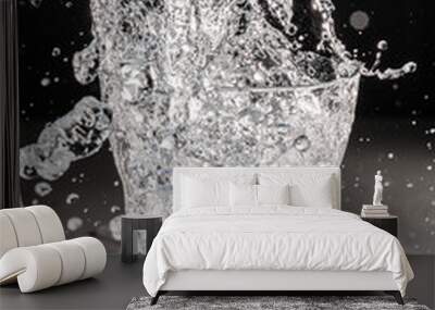 Versamento acqua nel bicchiere in  trasparenza Wall mural