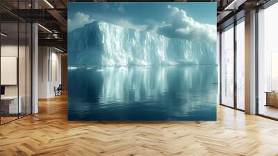 It shows the melting ice and rising sea levels caused by global warming caused by CO2, which is affecting polar habitats. Wall mural