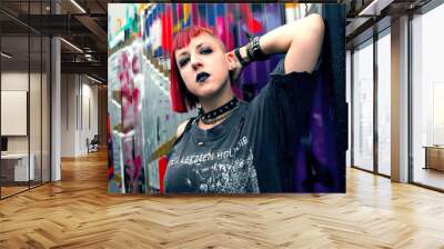 Punkgirl in cooler Pose Wall mural