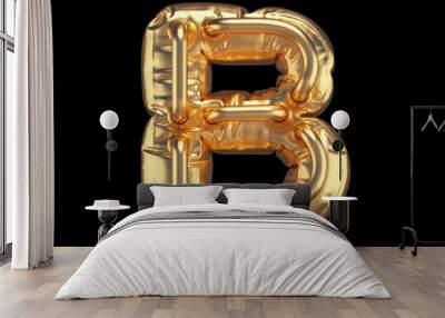 Gold luxury font. Letter B. Wall mural