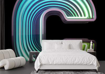 Infinity Neon font. Minth light. Letter C. Wall mural