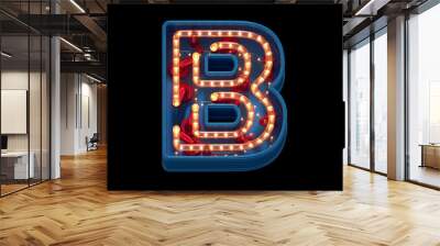 Led dots neon font. Letter B Wall mural