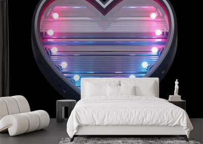 Ultraviolet neon futuristic font. Heart symbol. Wall mural