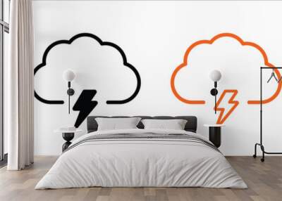 cloud lightning icon set. weather icon. storm icon collections symbol sign, vector illustration Wall mural