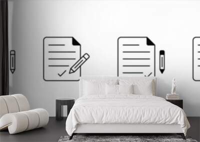 document icon set. paper line outline and filled, agreements & contract icon, document with pen icon symbol sign. vector illustration Wall mural