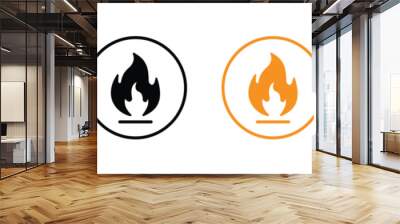 fire icon set. flame icon sign symbol collections, vector illustration Wall mural