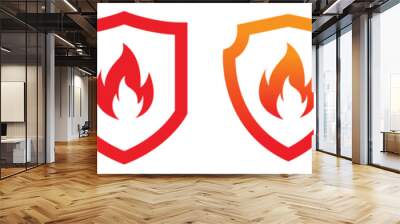 fire shield icon set. style sign symbol, vector illustration Wall mural