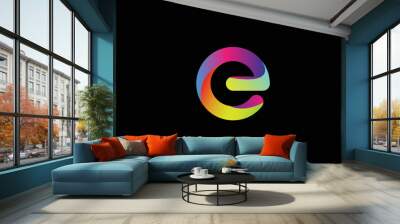 icon e full color with background black, vector illustration Wall mural