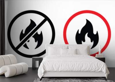 no fire icon set. ban fire icon sign collections. fire icon allowed and forbidden symbol, vector illustration Wall mural