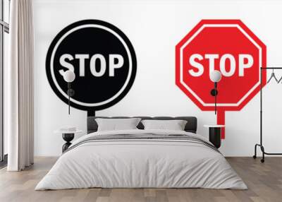 set of stop sign icon. warning stop sign icon. vector illustration Wall mural