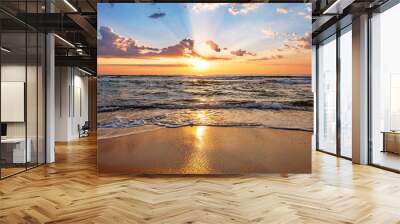 Beautiful tropical sunrise on the beach. Wall mural