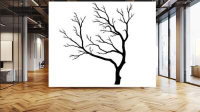 bare dead tree silhouette. isolated on white background. vector illustration Wall mural