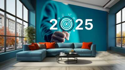 economic analysis 2025, budget. concept of action business plan targets the new year 2025 growth. finance goal to succeed, Making a profit in the investment market in growth industry technology Wall mural