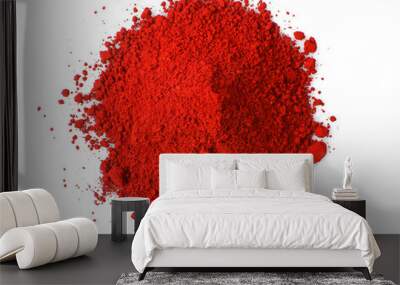 top view pile of red powder isolated on white background Wall mural