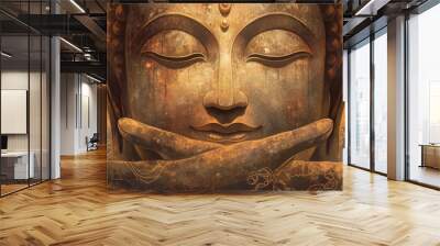 A painting of traditional Buddha imagery often showcasing meditation or serene expressions can bring a timeless and spiritual ambiance to any space Wall mural