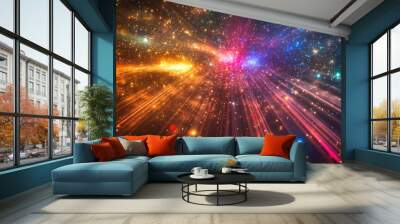 A vibrant cosmic backdrop featuring colorful laser lights ideal for wallpaper designs Wall mural