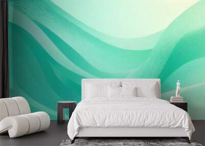 Abstract wavy striped background in various shades of green Ideal template for blog designs posters social media and other creative projects Vector illustration Wall mural