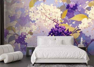 Artwork depicting elderflower and black lilac blooms Essential ingredient for elderflower syrup Wall mural