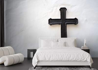 Christian cross symbol on a white background Wall mural