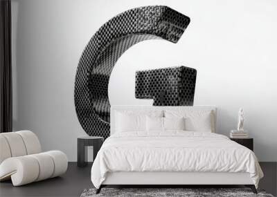 G capital letters in carbon fiber font displayed on a white background Wall mural