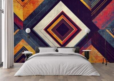 Geometric diamond pattern with abstract line shapes featuring a modern luxurious texture suitable for textile designs in fashion apparel like dresses and shirts in an all over print style Wall mural