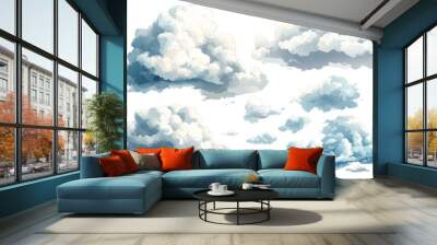 Isolated vector illustration of a cloud set on a white background Wall mural